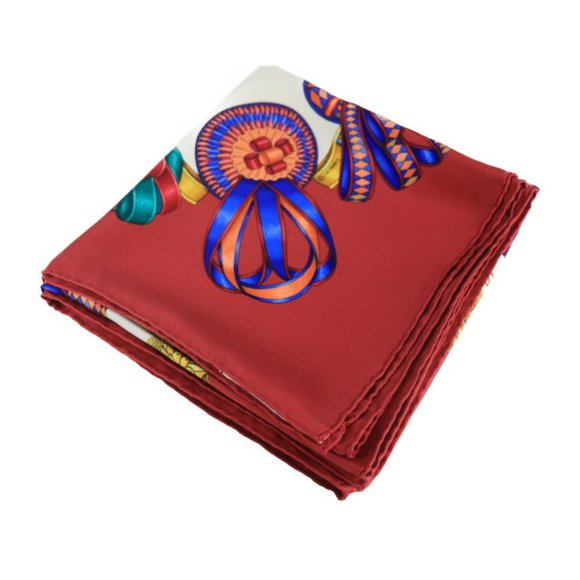 HERMES Accessories - HERMES Hermes Les Rubans Du Cheval Horse Ribbon Carre 90 Scarf Silk Bordeaux ...